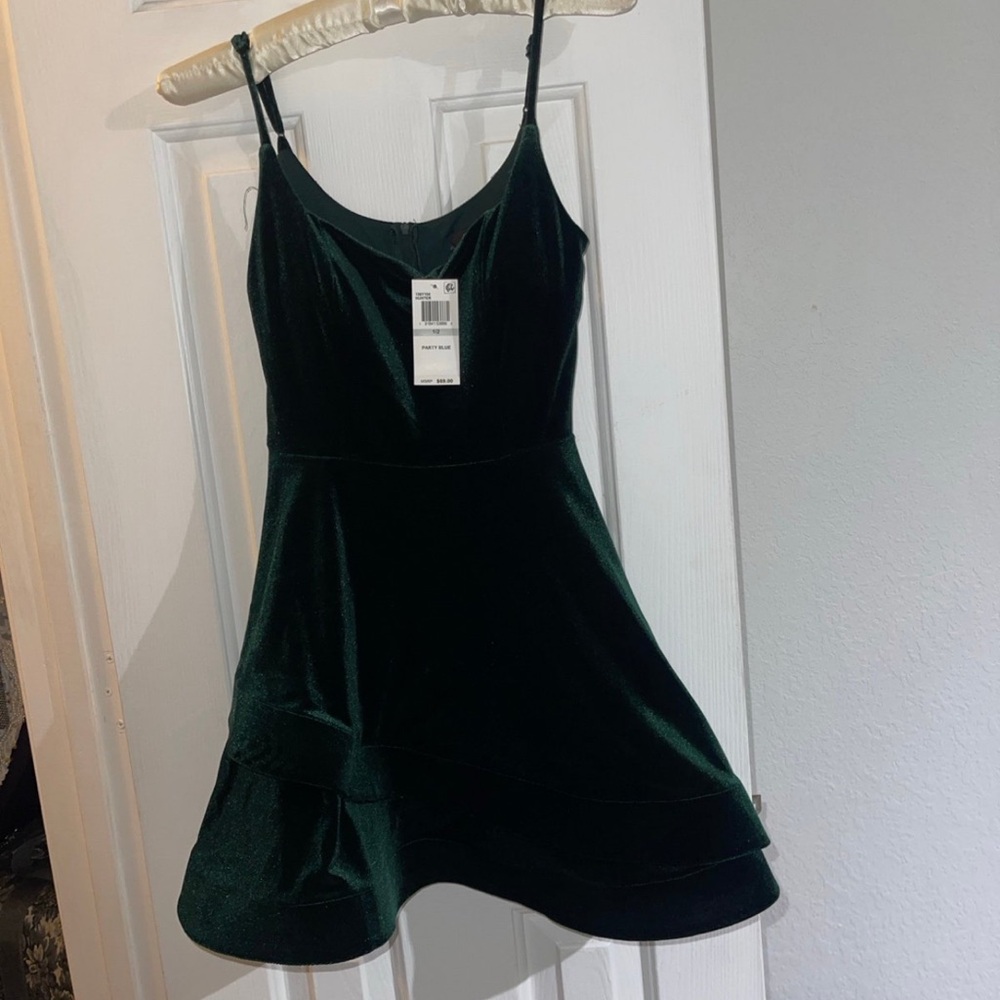 B Darlin Hunter Green Velvet Dress